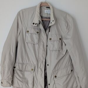Liz Claiborne Light Gray/Beige Size Medium Jacket with Button Details